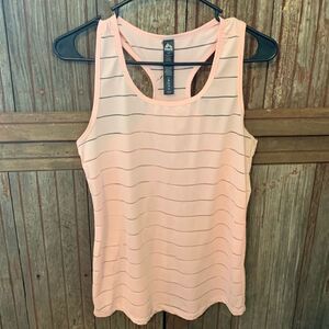 Women’s Juniors RBX Striped Mesh Baby Pink Athletic Racerback Tank Top S